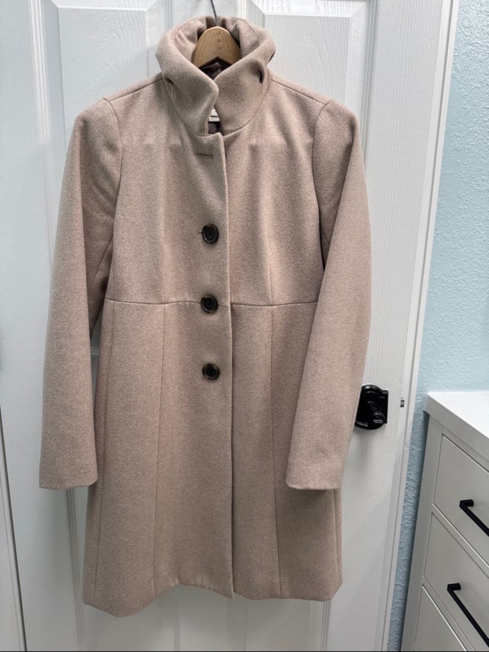J. Crew Women's Taupe Stand-Collar Wool Blend Coat